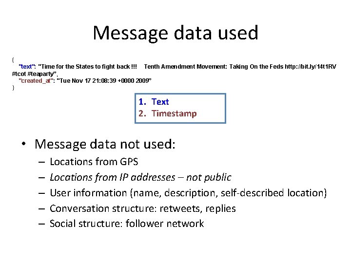 Message data used { "text": "Time for the States to fight back !!! Tenth Message data used { "text": "Time for the States to fight back !!! Tenth