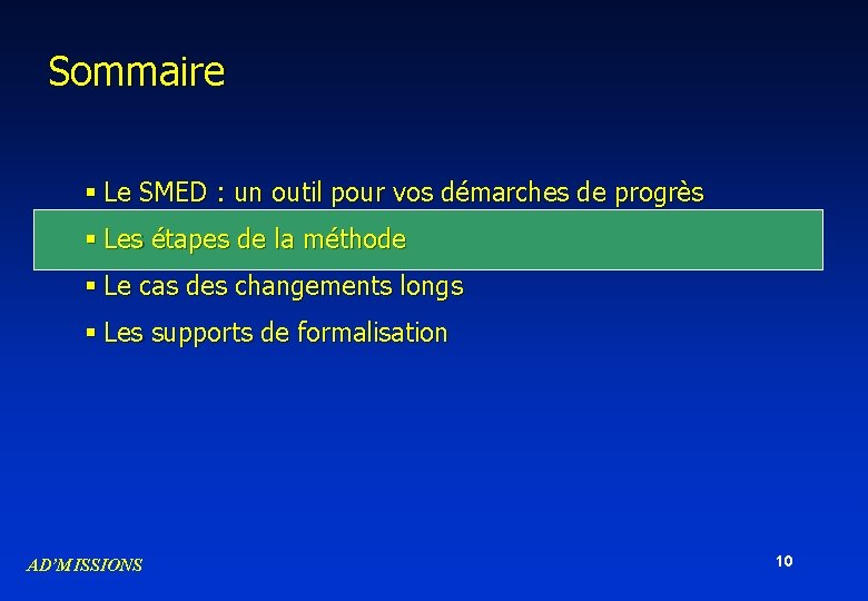 Sommaire § Le SMED : un outil pour vos démarches de progrès § Les Sommaire § Le SMED : un outil pour vos démarches de progrès § Les