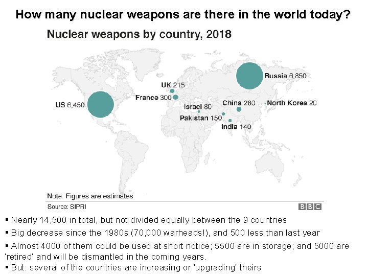 How many nuclear weapons are there in the world today? § Nearly 14, 500