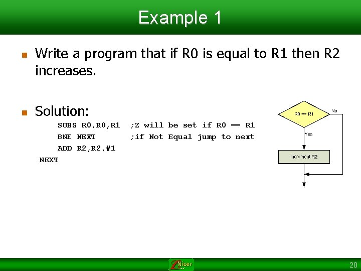 Example 1 n n Write a program that if R 0 is equal to