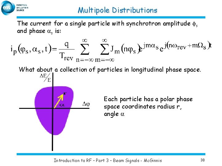 Multipole Distributions The current for a single particle with synchrotron amplitude fs and phase