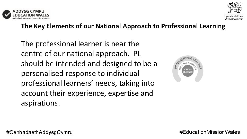 The Key Elements of our National Approach to Professional Learning The professional learner is The Key Elements of our National Approach to Professional Learning The professional learner is