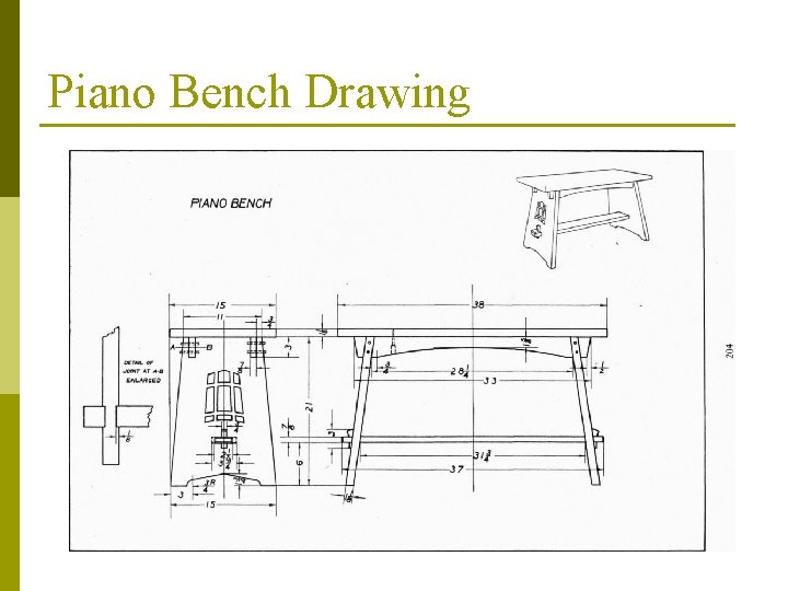 Piano Bench Drawing 
