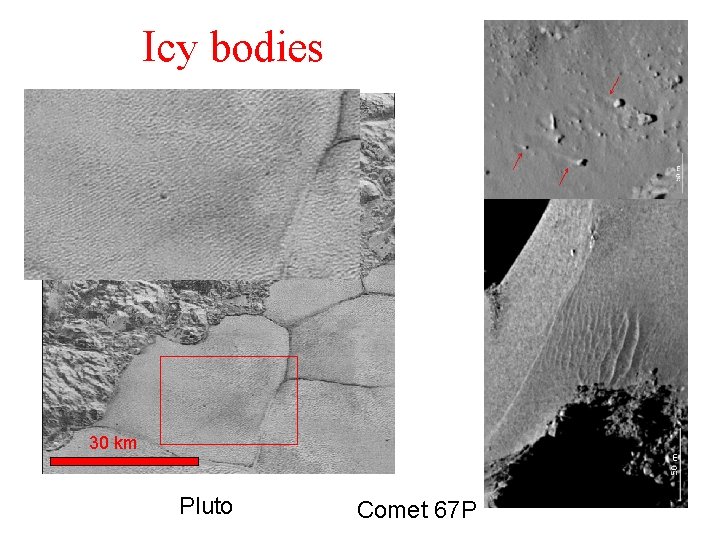 Icy bodies 30 km Pluto Comet 67 P Icy bodies 30 km Pluto Comet 67 P