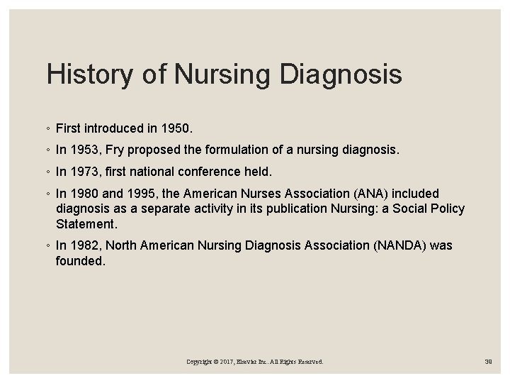 History of Nursing Diagnosis ◦ First introduced in 1950. ◦ In 1953, Fry proposed