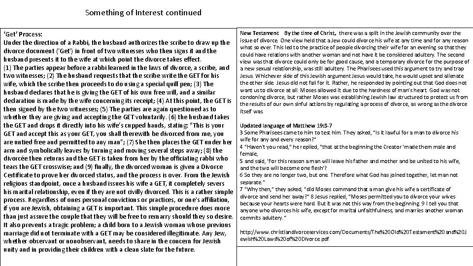 Something of Interest continued ‘Get’ Process: Under the direction of a Rabbi, the husband Something of Interest continued ‘Get’ Process: Under the direction of a Rabbi, the husband