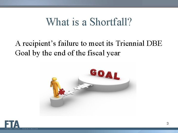 What is a Shortfall? A recipient’s failure to meet its Triennial DBE Goal by