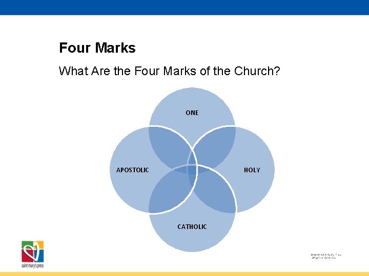 Four Marks What Are the Four Marks of the Church? ONE APOSTOLIC HOLY CATHOLIC