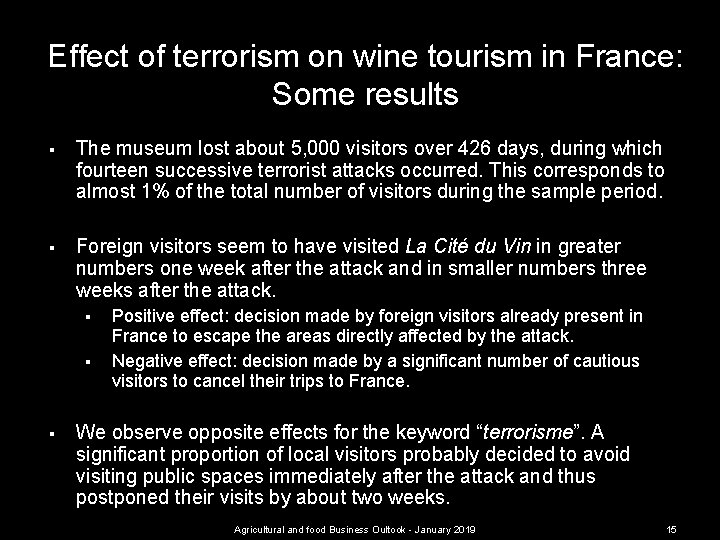 Effect of terrorism on wine tourism in France: Some results § The museum lost