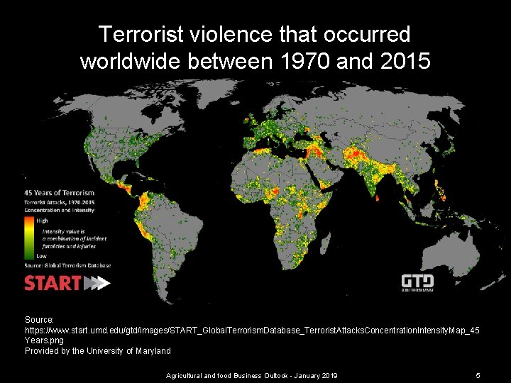 Terrorist violence that occurred worldwide between 1970 and 2015 Source: https: //www. start. umd.