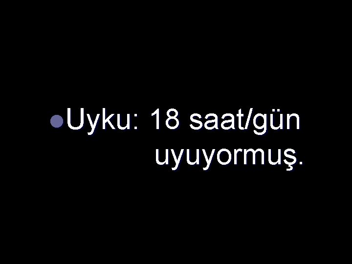 l. Uyku: 18 saat/gün uyuyormuş. 