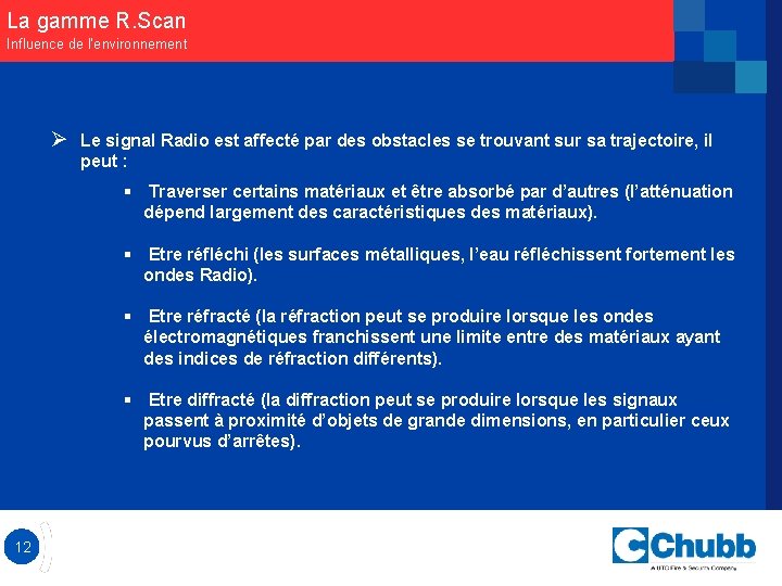 La gamme R. Scan Influence de l’environnement Ø Le signal Radio est affecté par