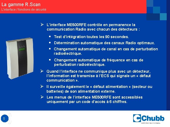 La gamme R. Scan L’interface / fonctions de sécurité Ø L’interface ME 500 RFE