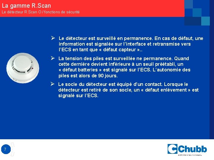 La gamme R. Scan Le détecteur R. Scan O / fonctions de sécurité Ø