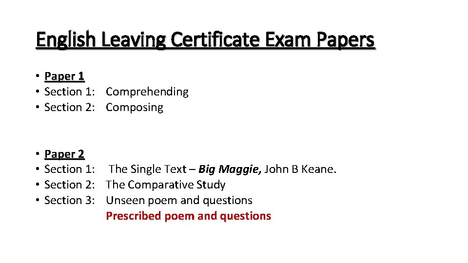 English Leaving Certificate Exam Papers • Paper 1 • Section 1: Comprehending • Section