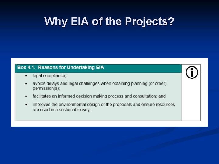 Why EIA of the Projects? 