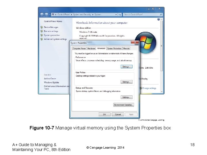 Figure 10 -7 Manage virtual memory using the System Properties box A+ Guide to