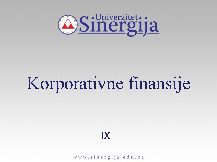 Korporativne finansije IX 