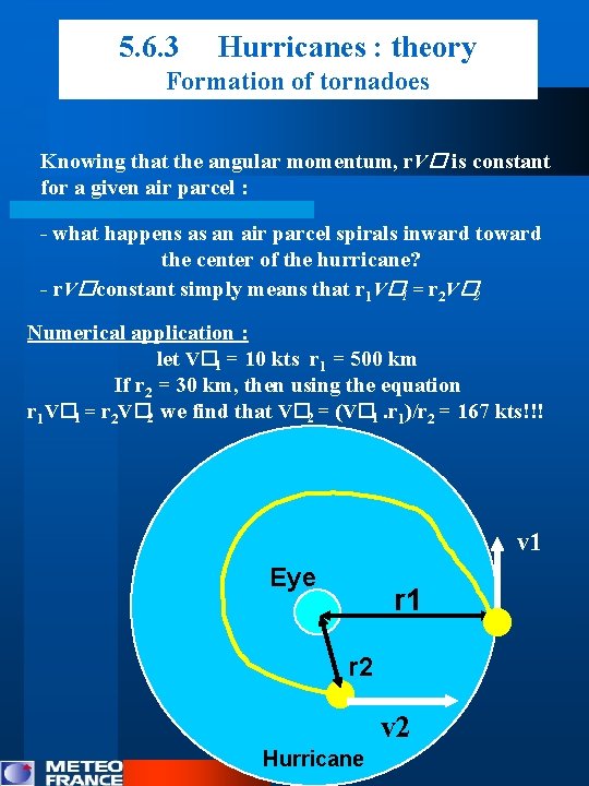 5. 6. 3 Hurricanes : theory Formation of tornadoes Knowing that the angular momentum,