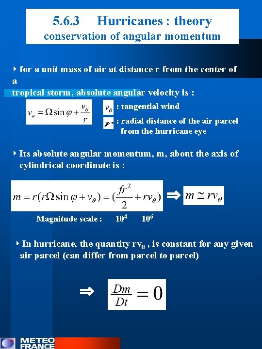 5. 6. 3 Hurricanes : theory conservation of angular momentum ‣ for a unit 5. 6. 3 Hurricanes : theory conservation of angular momentum ‣ for a unit