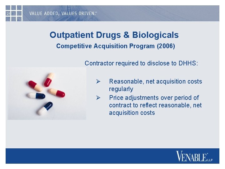 21 Outpatient Drugs & Biologicals Competitive Acquisition Program (2006) Contractor required to disclose to