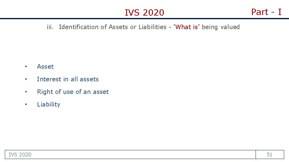 IVS 2020 Part - I iii. Identification of Assets or Liabilities - ‘What is’