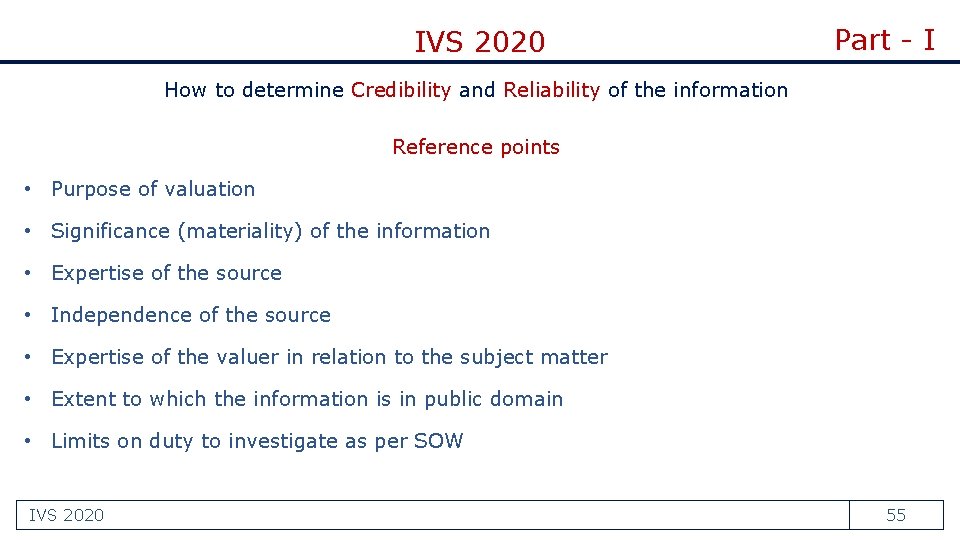 IVS 2020 Part - I How to determine Credibility and Reliability of the information