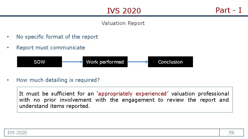 Part - I IVS 2020 Valuation Report • No specific format of the report