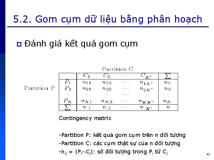 5. 2. Gom cụm dữ liệu bằng phân hoạch p Đánh giá kết quả