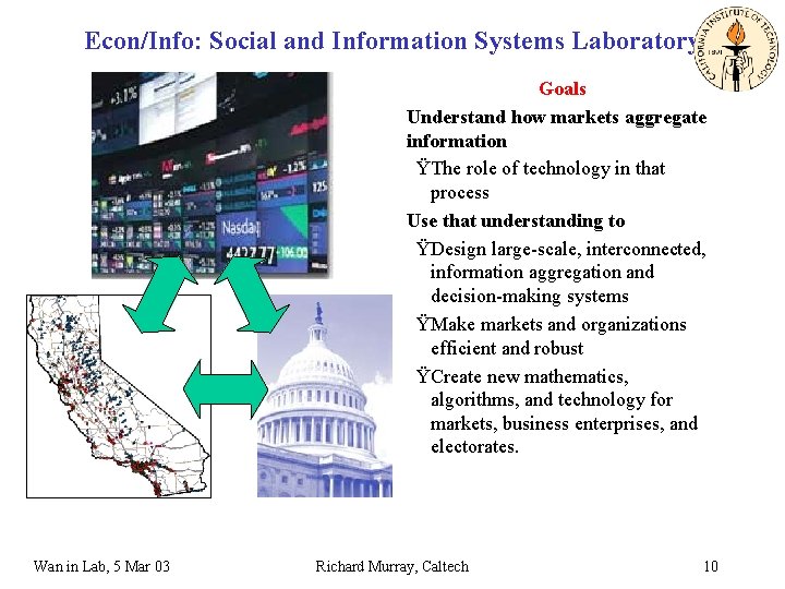 Econ/Info: Social and Information Systems Laboratory Goals Understand how markets aggregate information ŸThe role Econ/Info: Social and Information Systems Laboratory Goals Understand how markets aggregate information ŸThe role