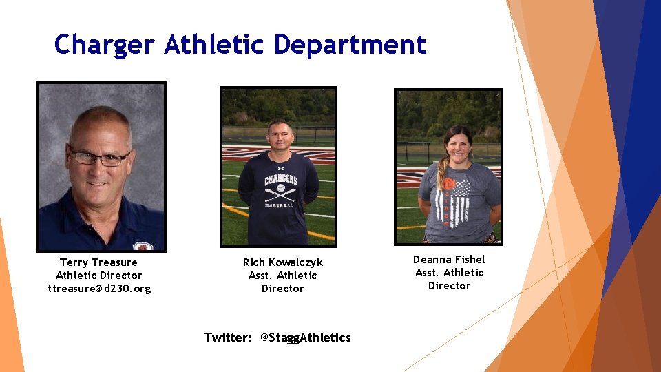 Charger Athletic Department Terry Treasure Athletic Director ttreasure@d 230. org Rich Kowalczyk Asst. Athletic Charger Athletic Department Terry Treasure Athletic Director ttreasure@d 230. org Rich Kowalczyk Asst. Athletic