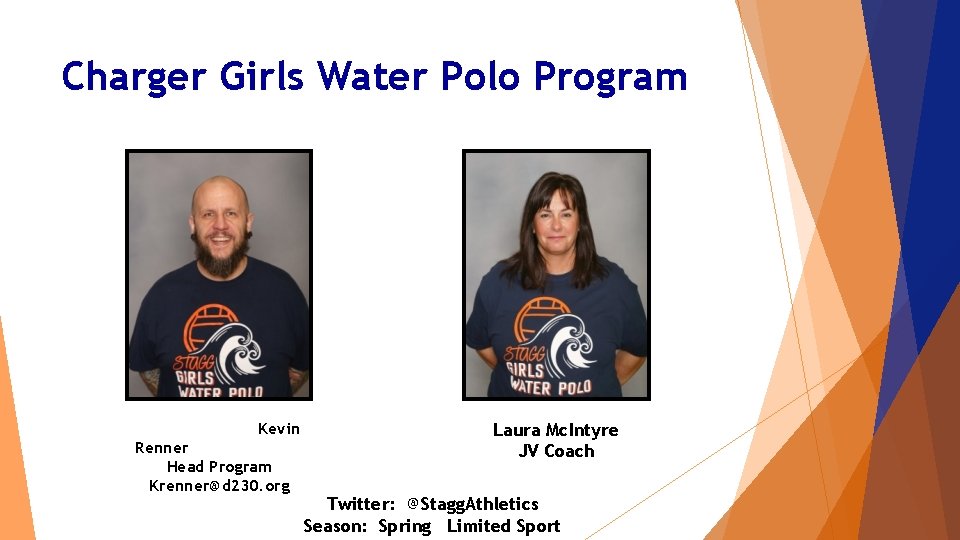 Charger Girls Water Polo Program Kevin Renner Head Program Krenner@d 230. org Laura Mc. Charger Girls Water Polo Program Kevin Renner Head Program Krenner@d 230. org Laura Mc.