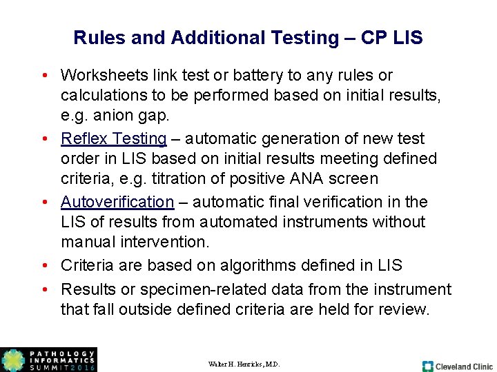 Rules and Additional Testing – CP LIS • Worksheets link test or battery to Rules and Additional Testing – CP LIS • Worksheets link test or battery to