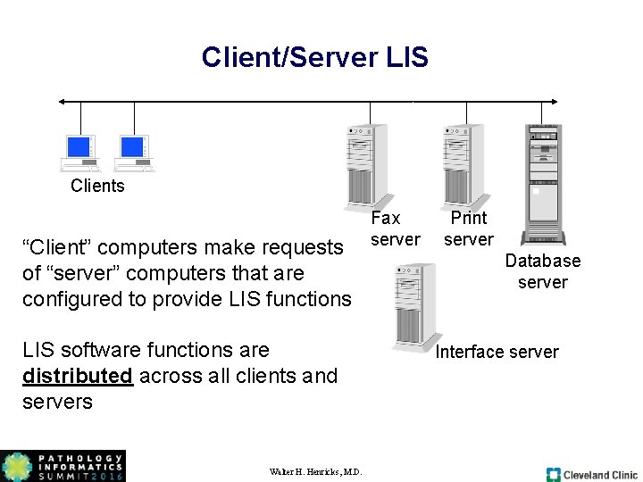 Client/Server LIS Clients “Client” computers make requests of “server” computers that are configured to Client/Server LIS Clients “Client” computers make requests of “server” computers that are configured to