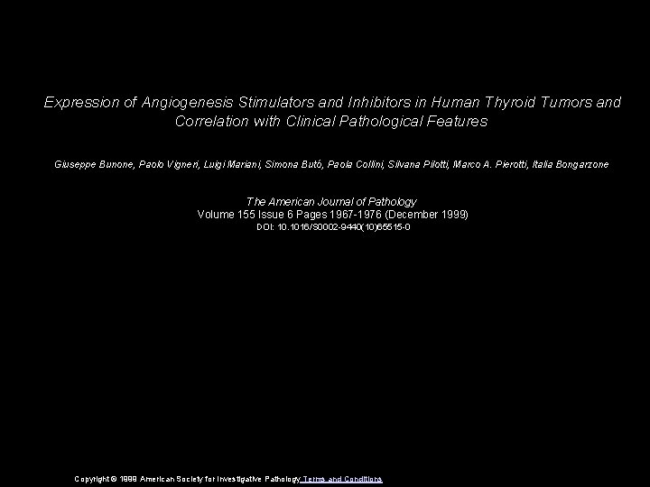 Expression of Angiogenesis Stimulators and Inhibitors in Human Thyroid Tumors and Correlation with Clinical