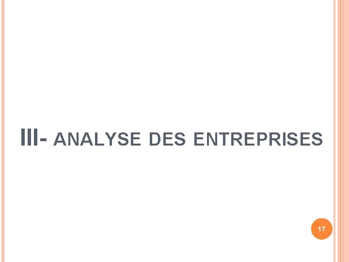 III- ANALYSE DES ENTREPRISES 17 