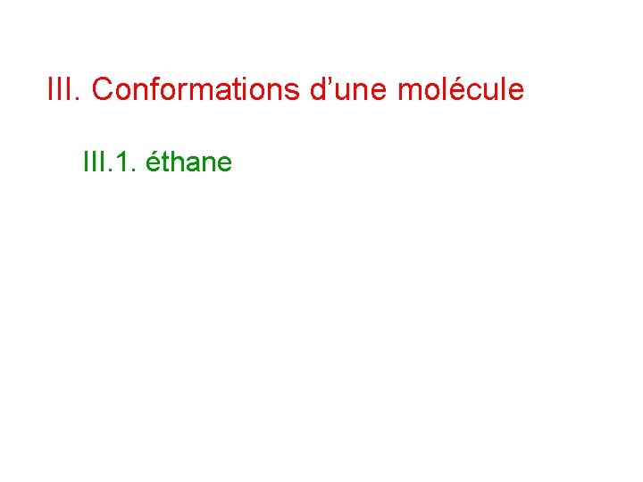 III. Conformations d’une molécule III. 1. éthane 