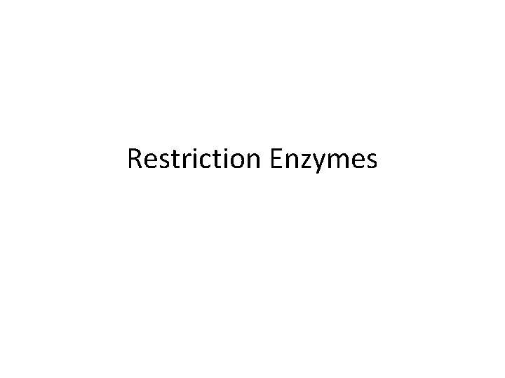 Restriction Enzymes 