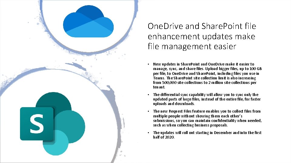 One. Drive and Share. Point file enhancement updates make file management easier • New