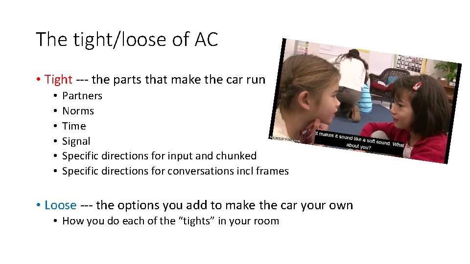 The tight/loose of AC • Tight --- the parts that make the car run