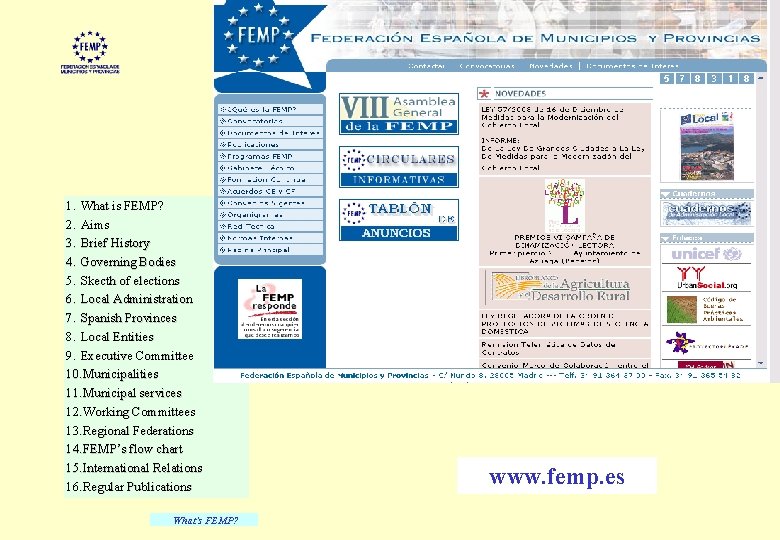 1. What is FEMP? 2. Aims 3. Brief History 4. Governing Bodies 5. Skecth