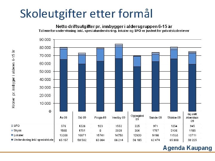 Skoleutgifter etter formål Agenda Kaupang 