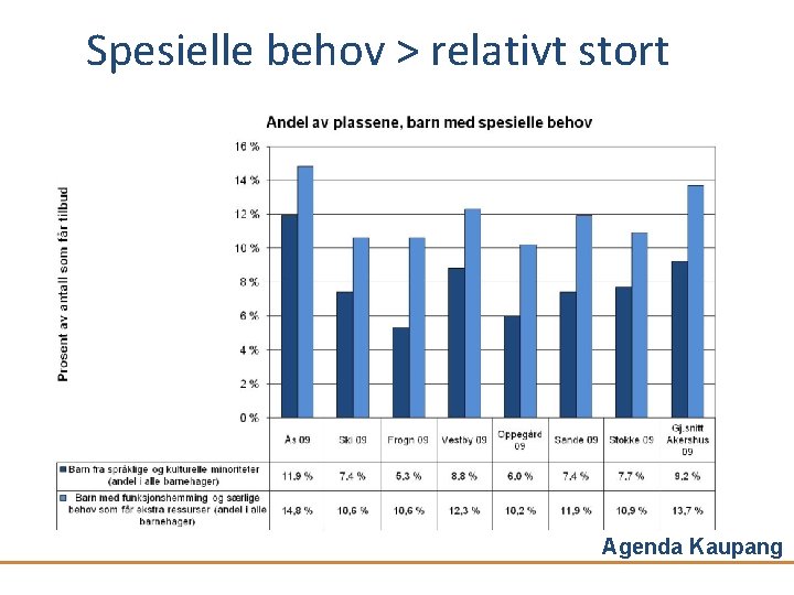 Spesielle behov > relativt stort Agenda Kaupang 