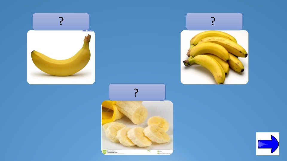 ? ? Des bananes une banane ? De la banane Des tranches de banane