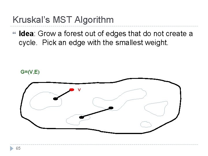 Kruskal’s MST Algorithm Idea: Grow a forest out of edges that do not create