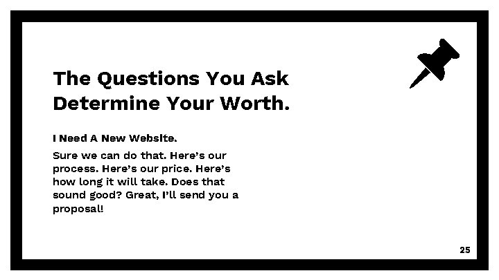 The Questions You Ask Determine Your Worth. I Need A New Website. Sure we