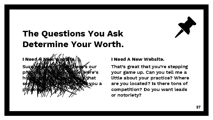 The Questions You Ask Determine Your Worth. I Need A New Website. Sure we