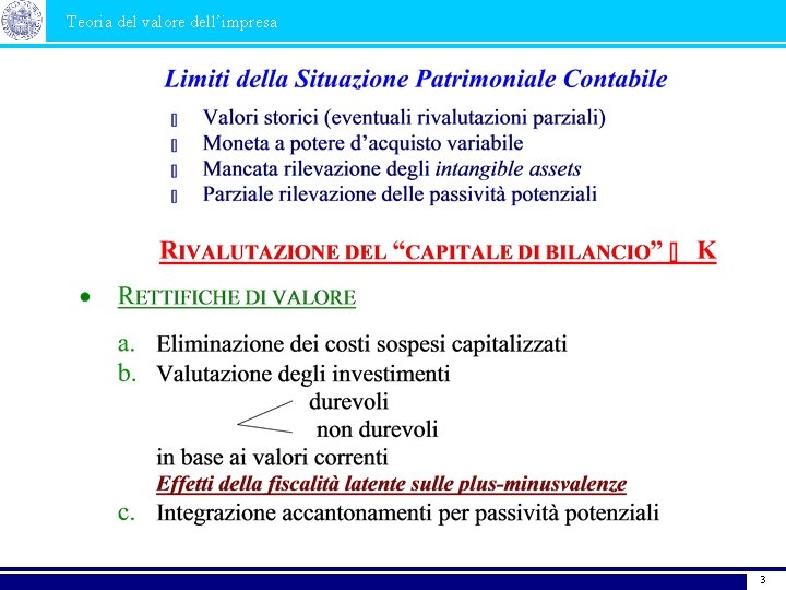 Teoria del valore dell’impresa 3 