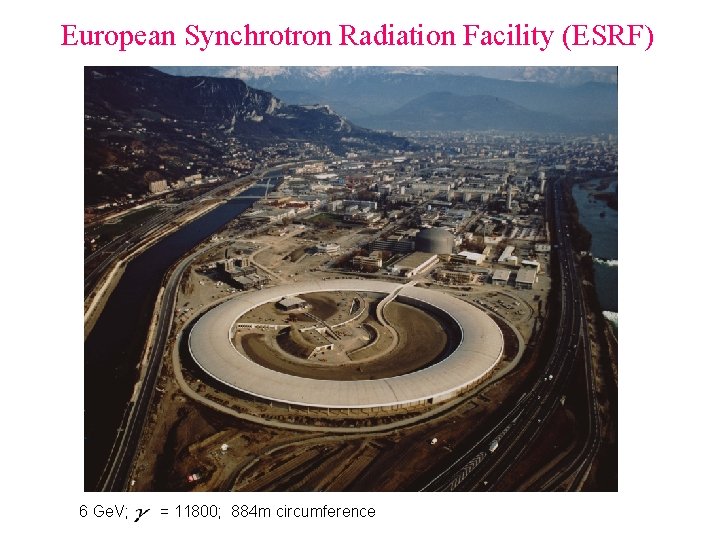 European Synchrotron Radiation Facility (ESRF) 6 Ge. V; = 11800; 884 m circumference 
