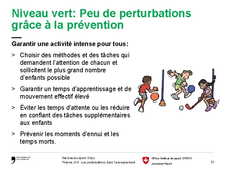 Niveau vert: Peu de perturbations grâce à la prévention — Garantir une activité intense